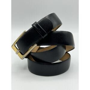 Pierre Cardin Size 38 Black Leather Belt Logo Buckle